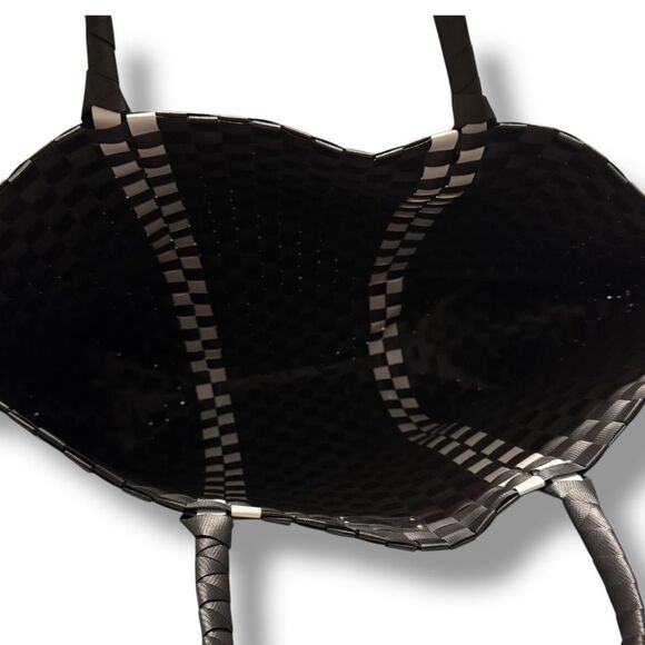 Kate Spade Large Black White Woven Tote Bag Top Handle Shopper - Picture 8 of 8